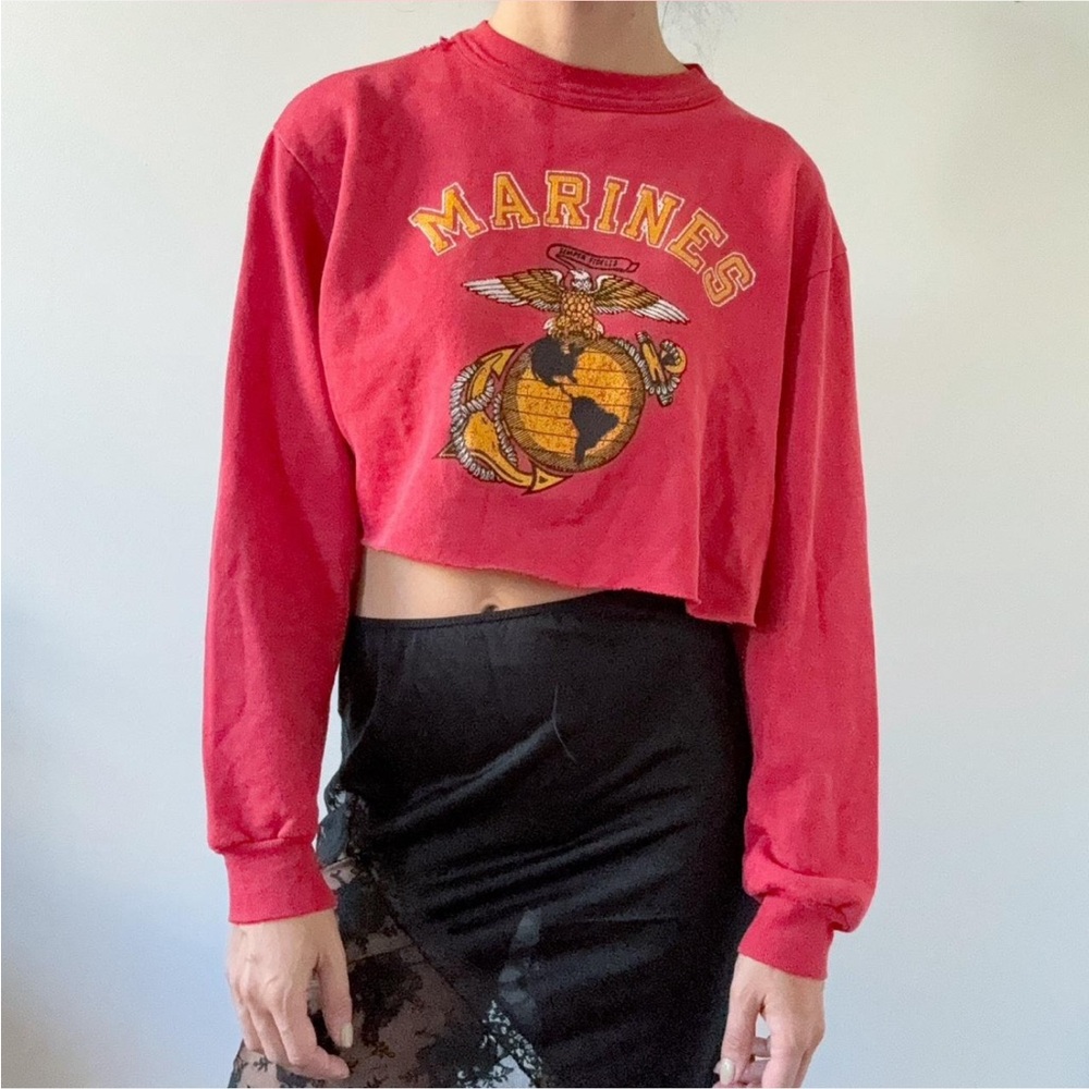 Vintage Cropped Red Marines Sweatshirt